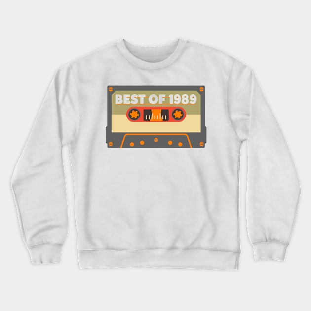 Vintage Best of 1989 31 Years Old Birthday Gift Ideas Cassette Crewneck Sweatshirt by shamyin